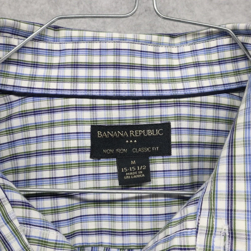 Banana Republic Shirt Mens Medium 15-15.5‎ Classic Fit Button Plaid Long Sleeve